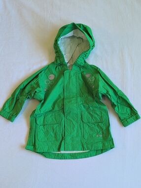 MEC Infant Cloudburst Rain Jacket Shell Hooded Green Waterproof Size 12M